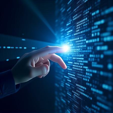 Abstract representation of data visualization merging with natural language patterns