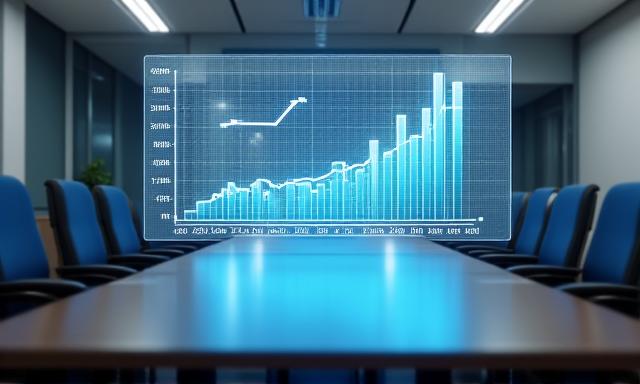 Strategic planning with futuristic data overlay