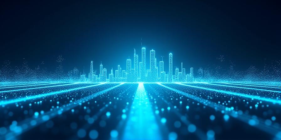 Abstract digital visualization of data trends moving upward